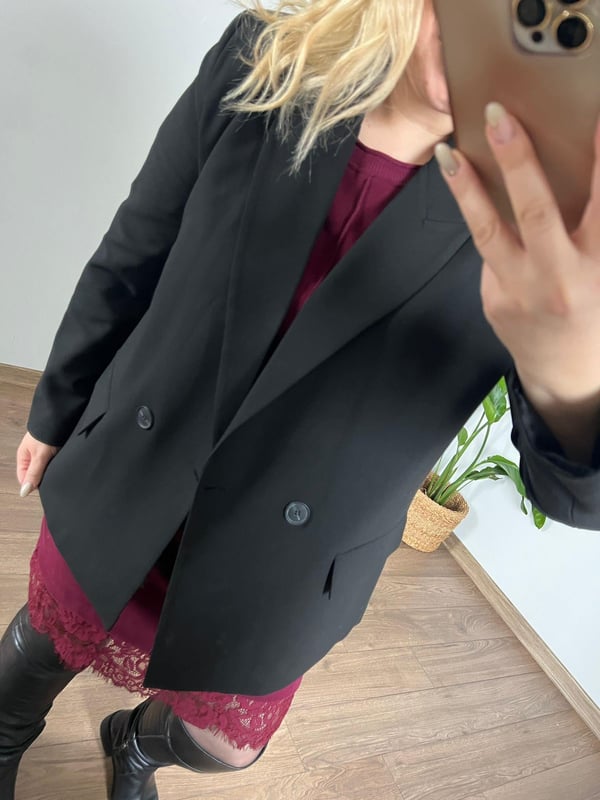 Tek Düğmeli Tam Kalıp Blazer Ceket (Siyah) 
