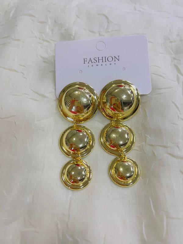 Top Görünümlü Sarkıt Küpe (Gold) 