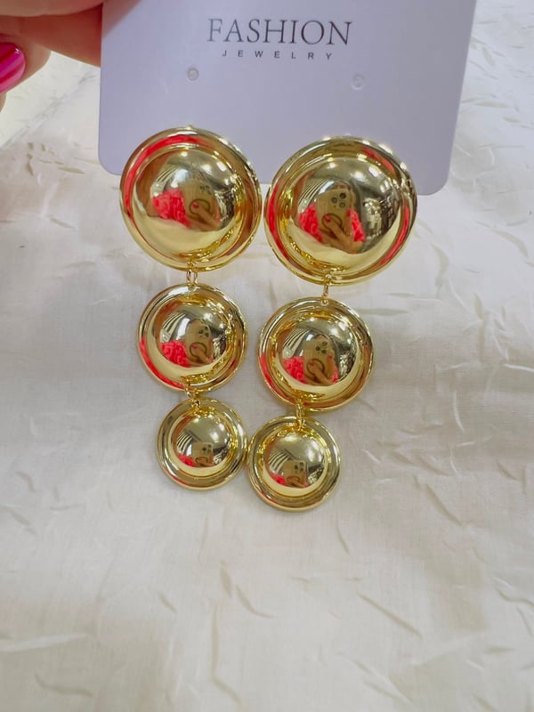 Top Görünümlü Sarkıt Küpe (Gold) 