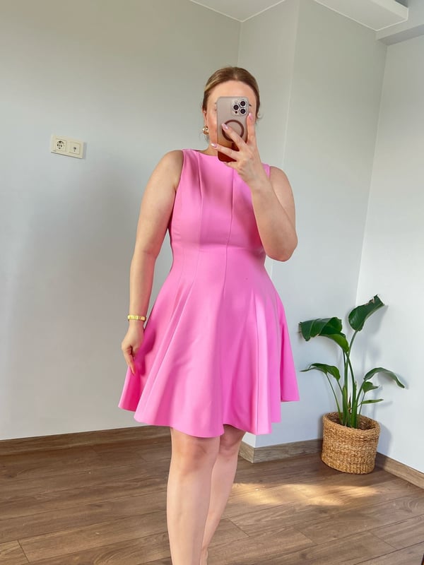 Volanlı Kolsuz Elbise (Pembe)