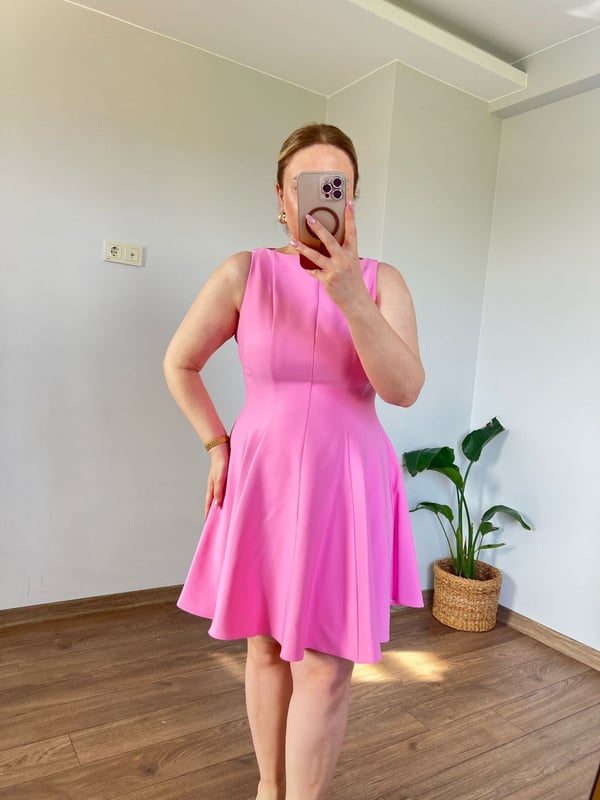 Volanlı Kolsuz Elbise (Pembe)