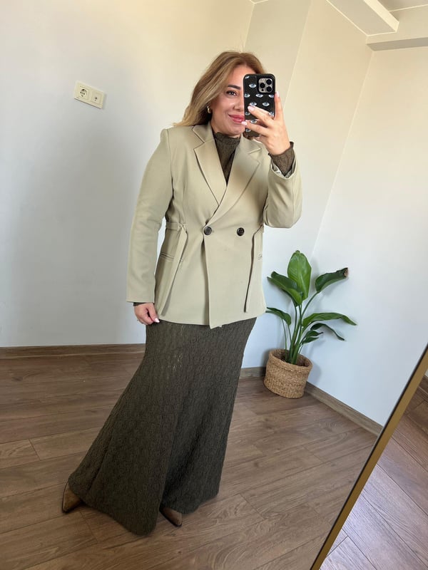 Yandan Bağlamalı Blazer Ceket