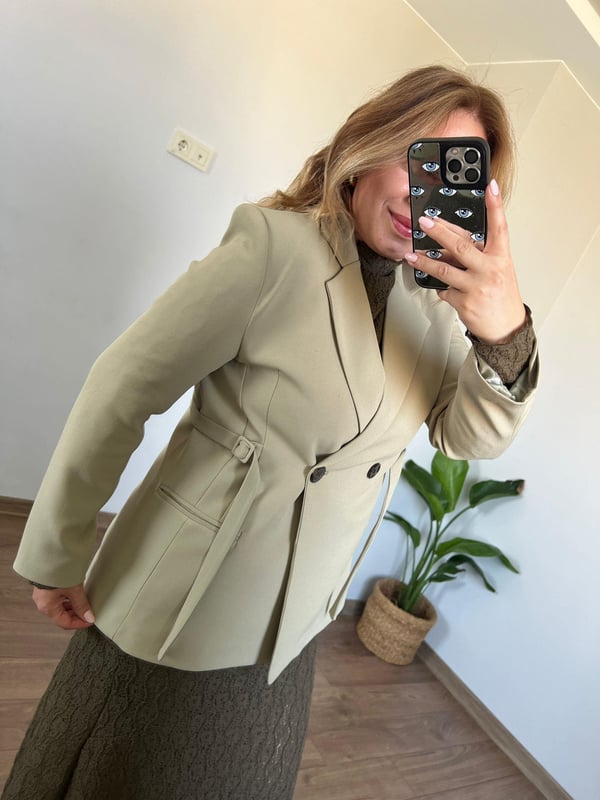 Yandan Bağlamalı Blazer Ceket