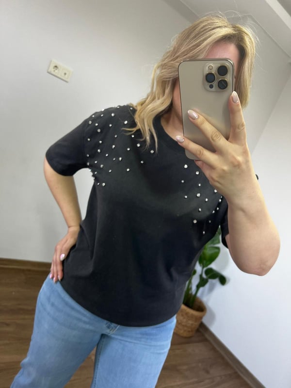 Yıkama Kumaş Taşlı Tshirt