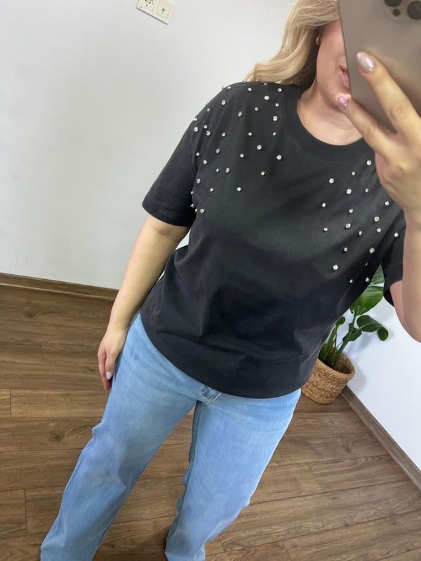 Yıkama Kumaş Taşlı Tshirt