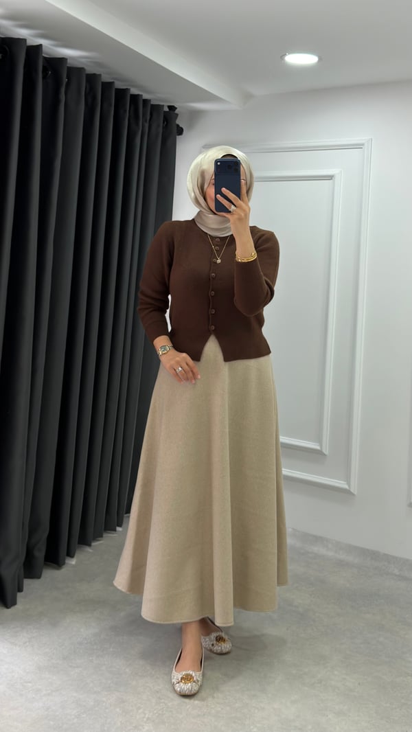 Düğmeli Hırka | Kahve
