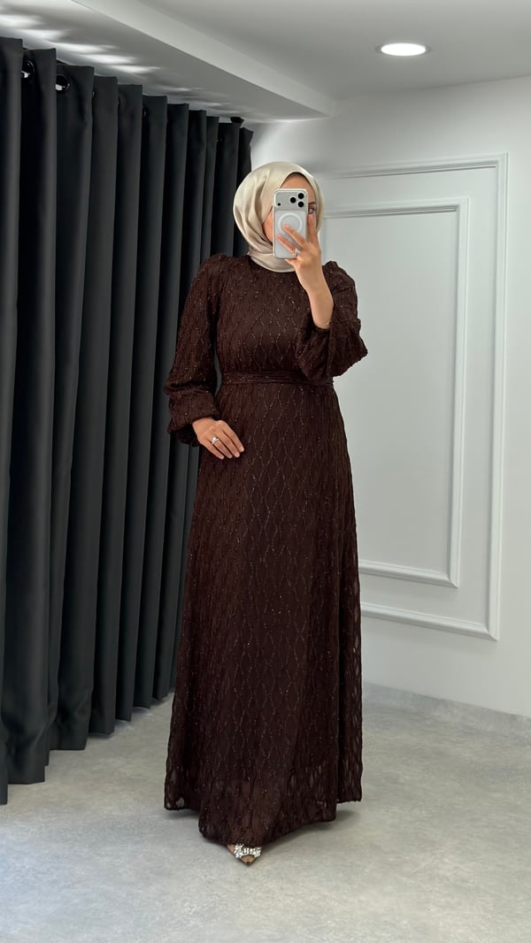 Hüsna Elbise | Kahverengi