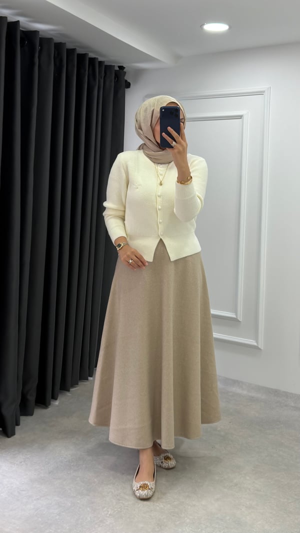 Kaşe Etek | Krem