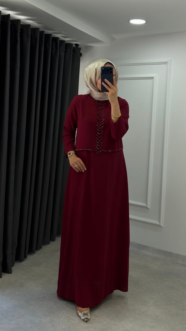 Songül Elbise | Bordo