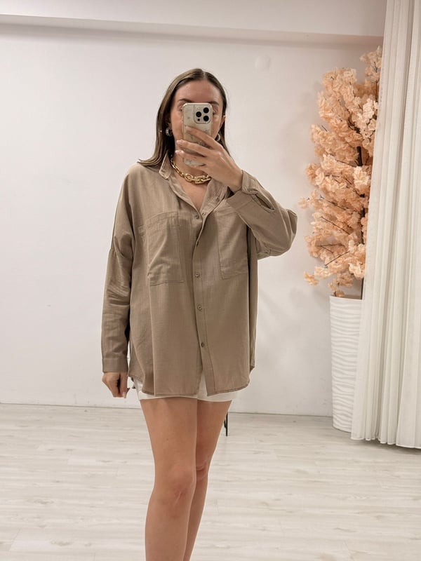 Çift Cepli Oversize Gömlek