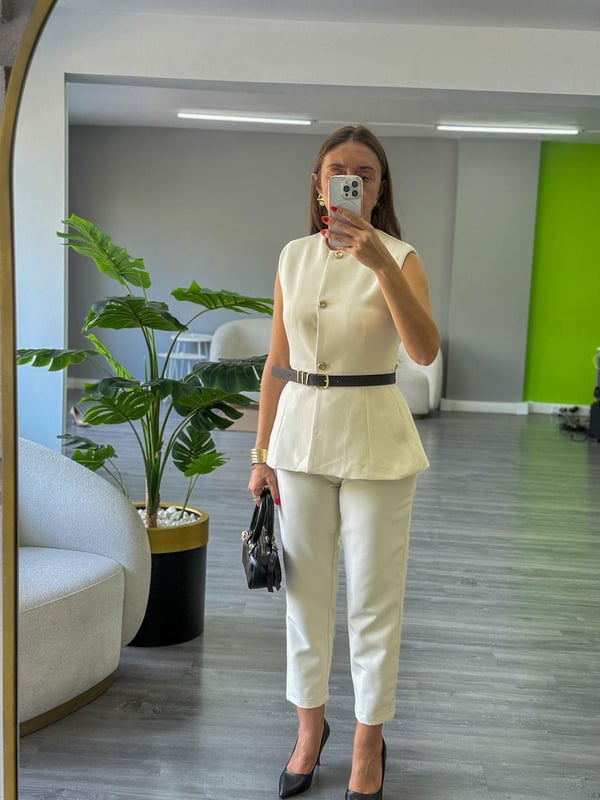 Kemerli Yelek Pantolon Takım