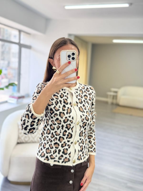 Leopar Desen Hırka