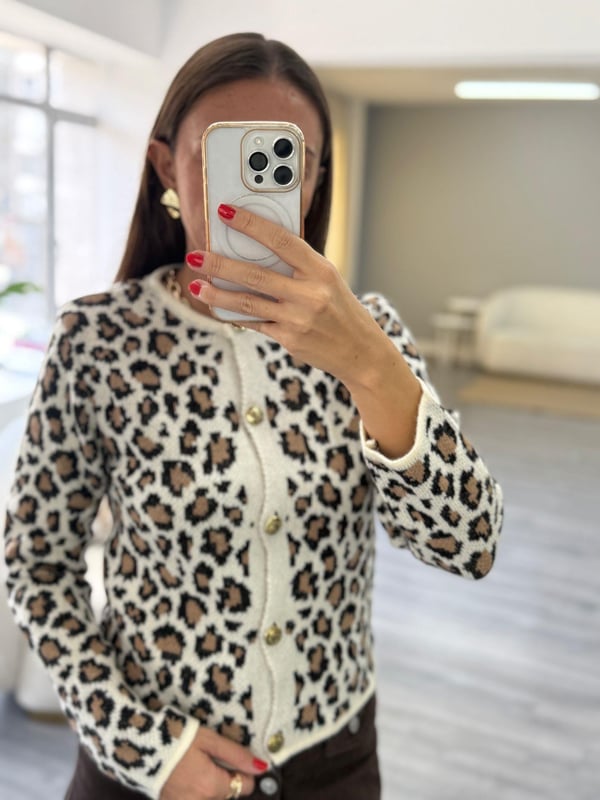 Leopar Desen Hırka