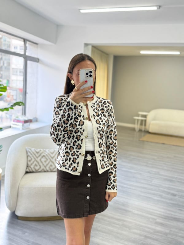 Leopar Desen Hırka