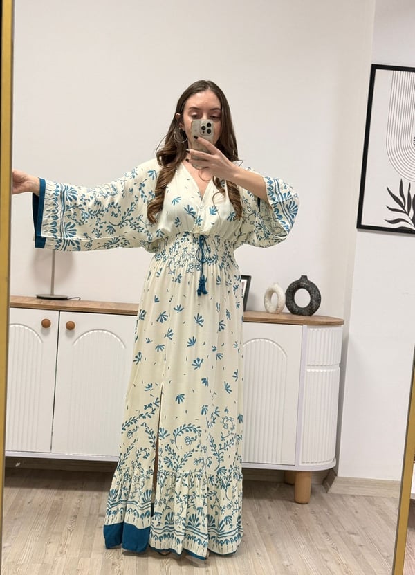 Yarasa Kol Viskon Elbise