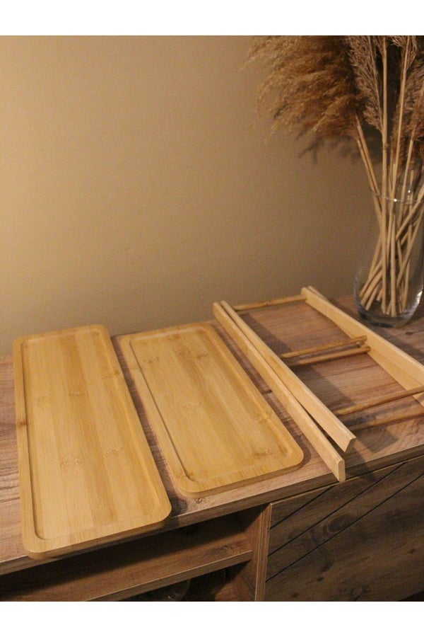 2 Katlı Bambu Çok Amaçlı Stant Sunum Organizer