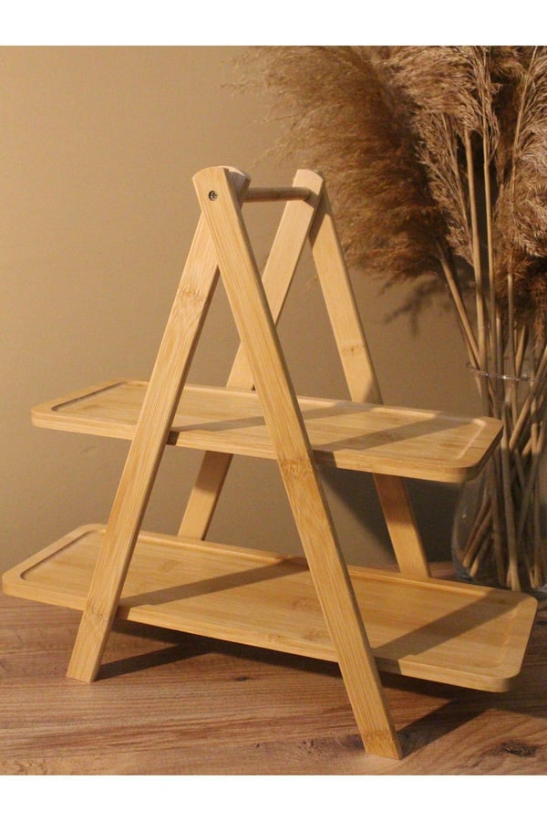 2 Katlı Bambu Çok Amaçlı Stant Sunum Organizer