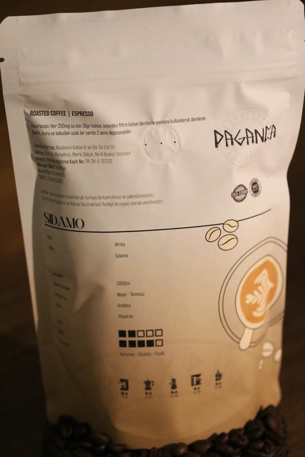 250 gr Espresso Çekirdek Kahve %100 Arabica Etiyopya Sidamo