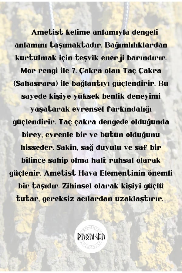 Ametist Açık Renk Taç Çakra Doğal Enerji Taşı Spiritüel Kolye