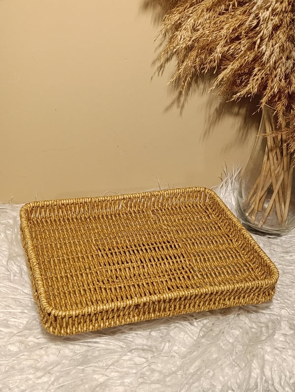 Hasır Rattan Ayaklı Sunumluk Dikdörtgen 