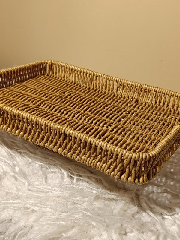 Hasır Rattan Ayaklı Sunumluk Dikdörtgen 