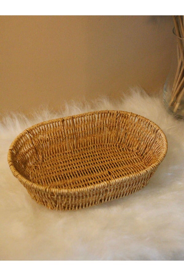 Hasır Rattan Oval Geniş Ekmek Sepeti