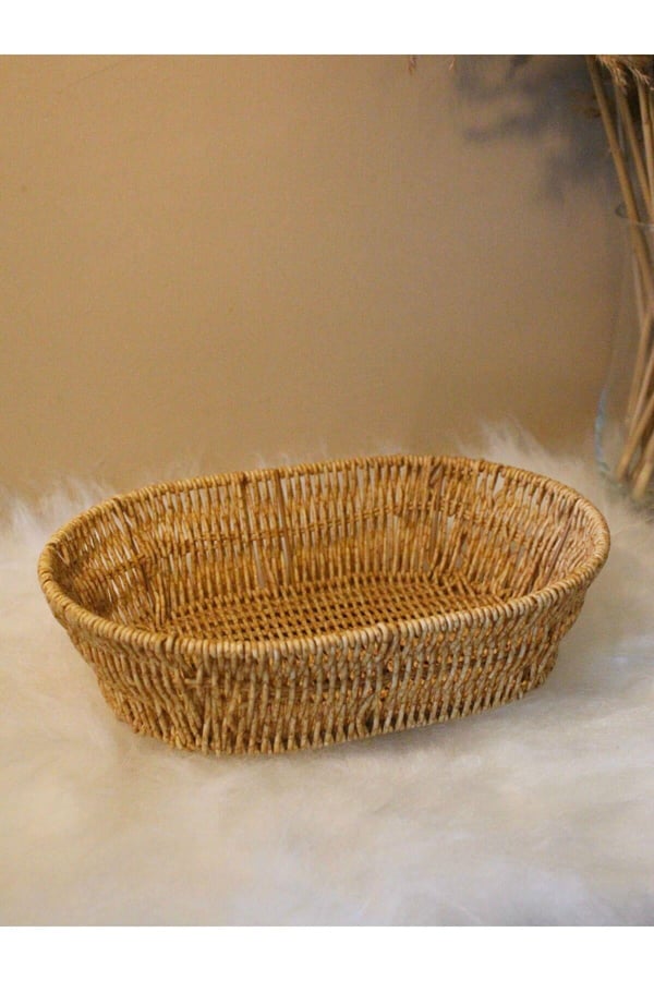 Hasır Rattan Oval Geniş Ekmek Sepeti