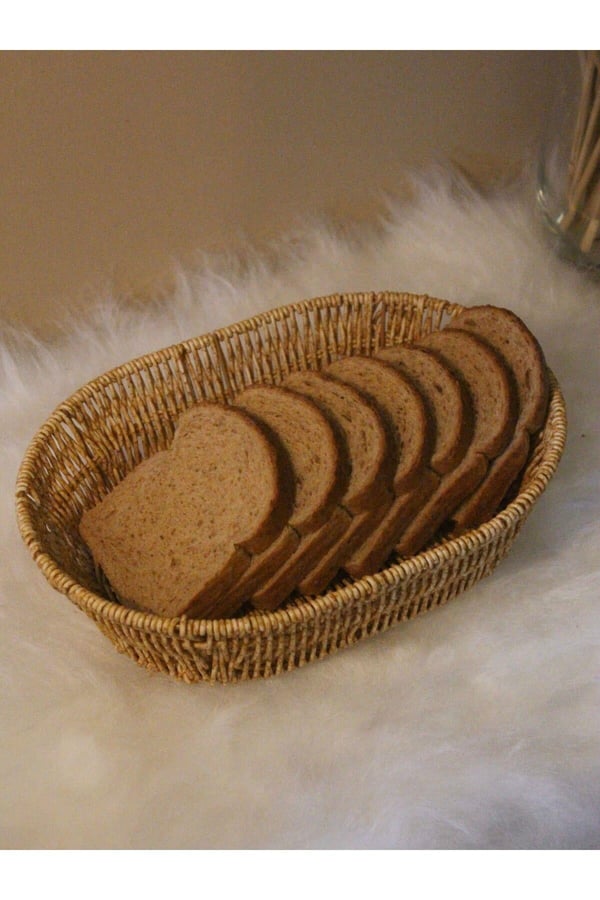 Hasır Rattan Oval Geniş Ekmek Sepeti