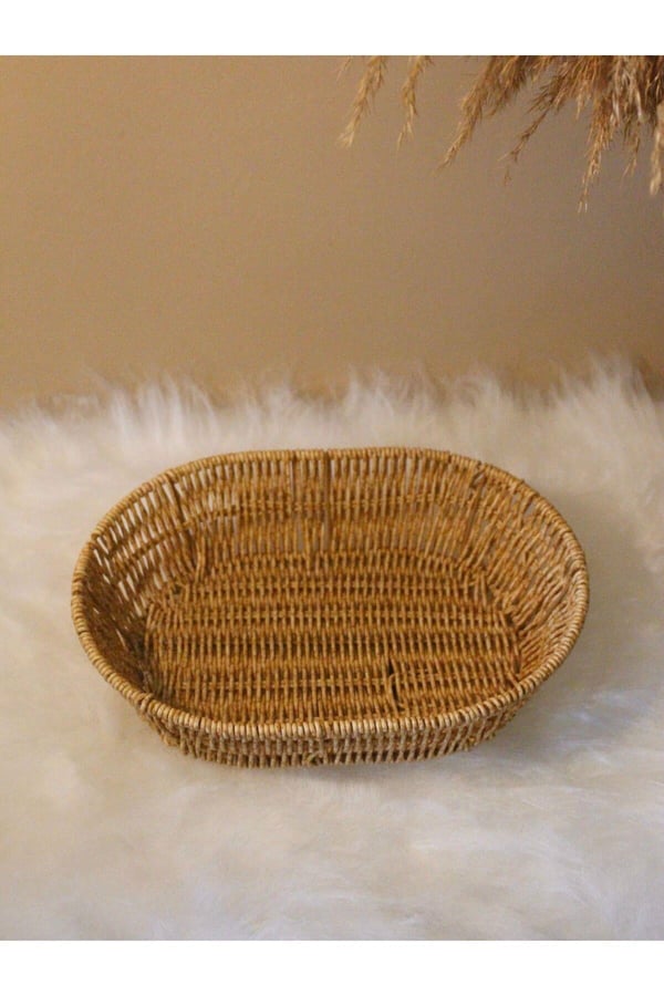 Hasır Rattan Oval Geniş Ekmek Sepeti