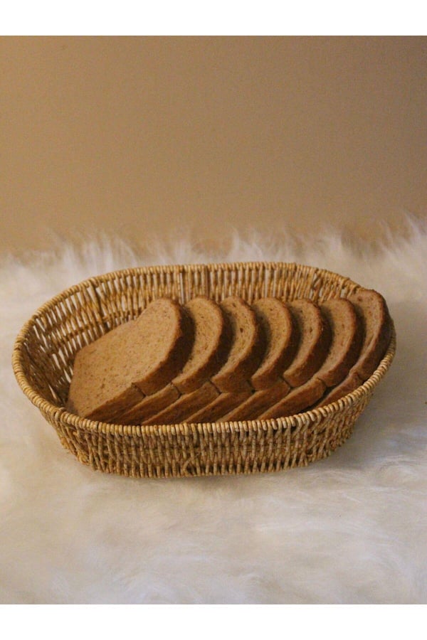 Hasır Rattan Oval Geniş Ekmek Sepeti