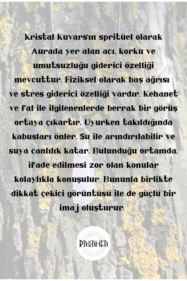 Kristal Kuvars Spiritüel Enerji Kolye