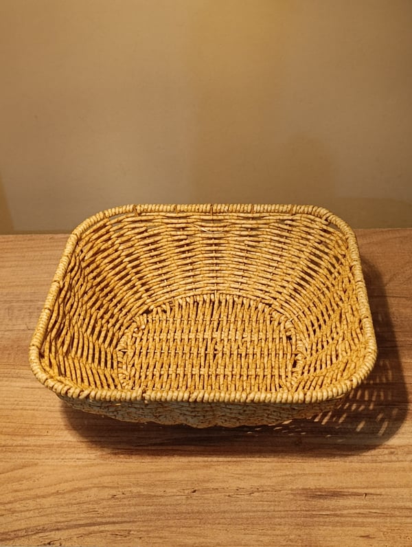 Küçük Boy Hasır Rattan Yuvarlak Sunumluk / Meyve Sepeti / Ekmeklik