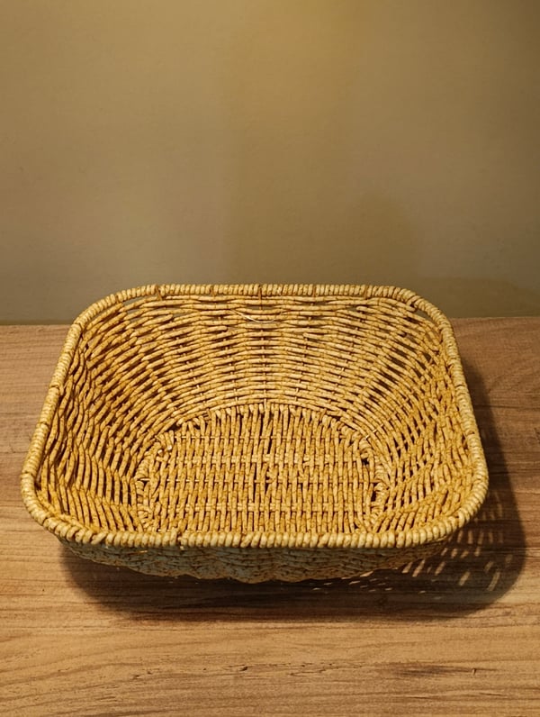 Küçük Boy Hasır Rattan Yuvarlak Sunumluk / Meyve Sepeti / Ekmeklik
