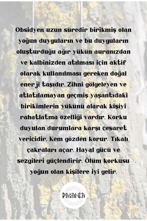 Obsidyen Tamburlu Doğal Taş Spiritüel Enerji Kolye