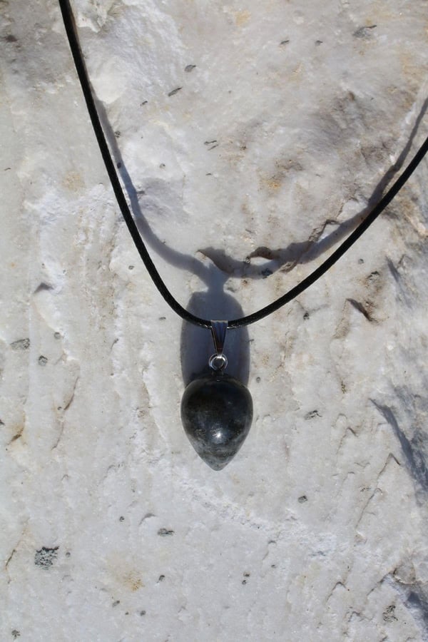 Obsidyen Tamburlu Doğal Taş Spiritüel Enerji Kolye