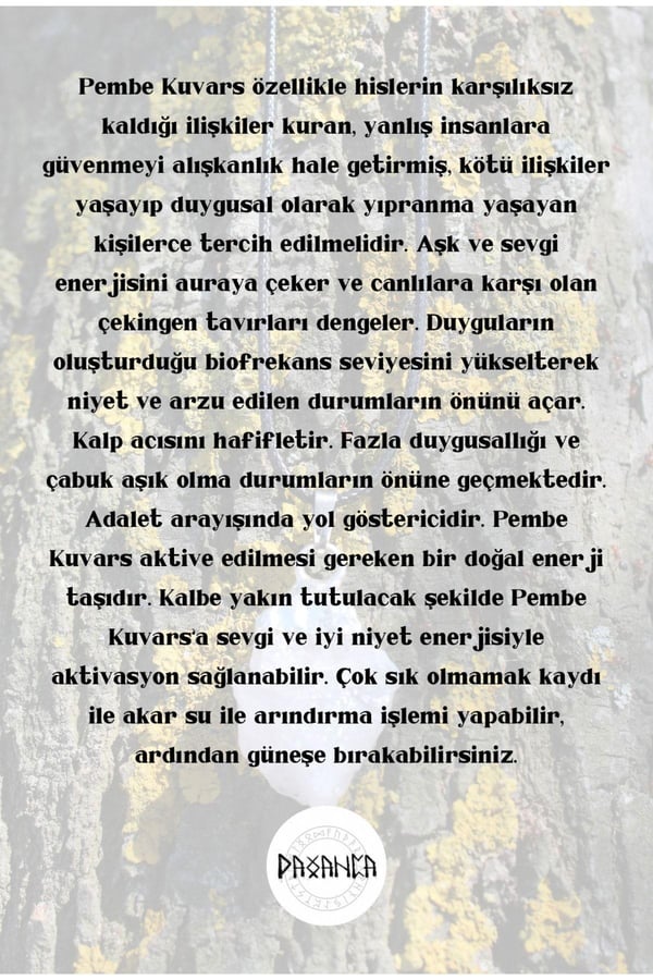 Pembe Kuvars Kalp Çakrası Duygu Enerjisi Doğal Taş Spiritüel Kolye