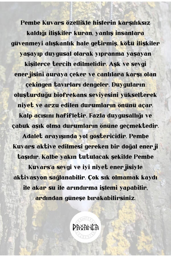 Pembe Kuvars Kalp Çakrası Enerji Doğal Taş Spiritüel Kolye
