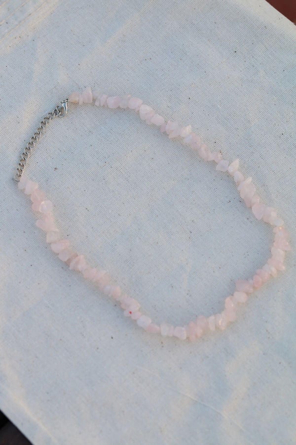 Pembe Kuvars Spiritüel Doğal Enerji Taşı Tam Döngü Kolye