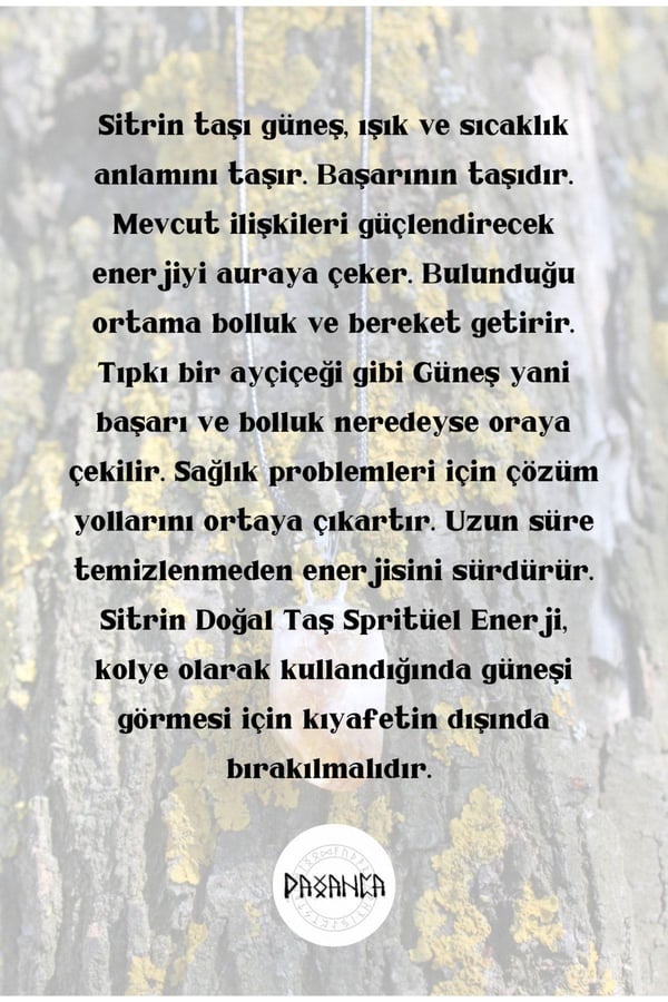 Sitrin Işık Spiritüel Enerji Doğal Taş Kolye
