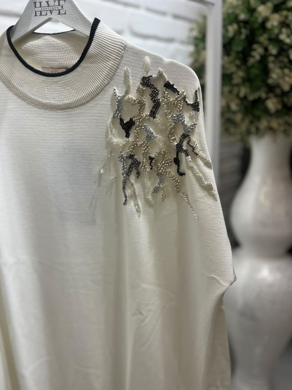 Nprive İşleme Detaylı Triko Tunik