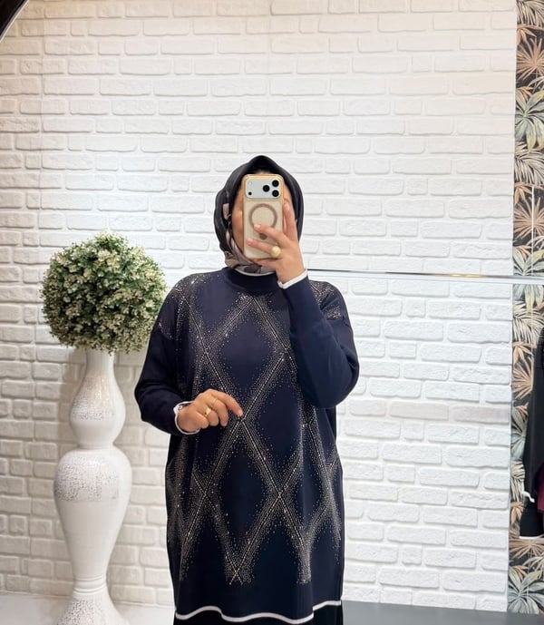 Nprive Taş Detaylı Triko Tunik 