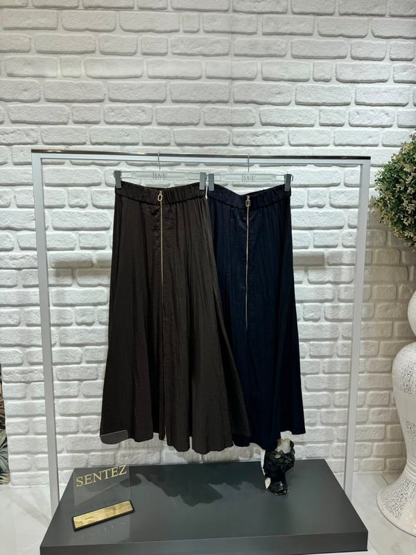 Sentez Fermuarlı Kırıştırma Etek