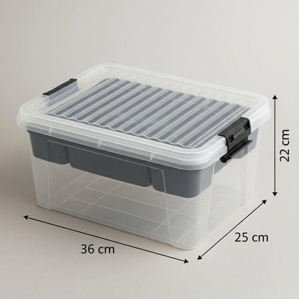 14 Lt Lock&Keep Organizer Saklama Tepsili Şeffaf Antrasit Kapak