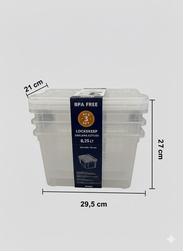 3 Lü Lock&Keep Saklama Kutusu Set (8,25)