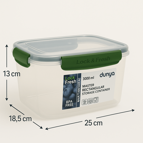Master Dikdörtgen Saklama Kabı 3 Adet 5000Ml + 3000Ml + 1800Ml Karışık Renk
