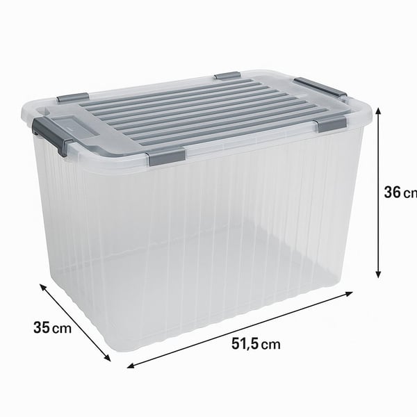 Şeffaf Derin Split Box 3 Lü Set (16-26-50 Lt - Anstrasit Gri, Krem Kilitli Kapak
