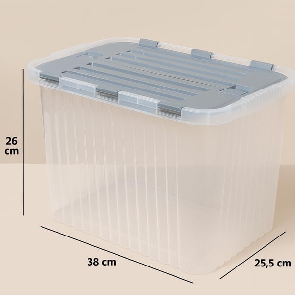 Şeffaf Derin Split Box 3 Lü Set (16-26-50 Lt - Anstrasit Gri, Krem Kilitli Kapak