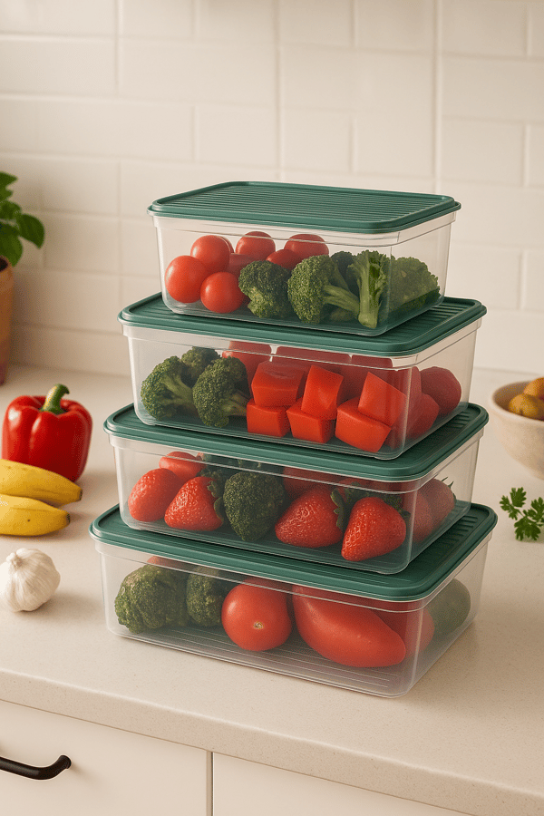 Smart Container 4 Lü Buzdolabı Derin Dondurucu Saklama Kabı Set Açık Yeşil