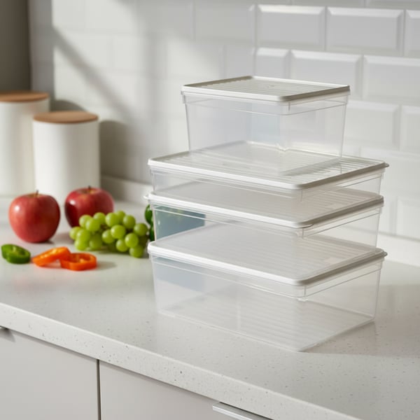 Smart Container 4 Lü Buzdolabı Derin Dondurucu Saklama Kabı Set Beyaz