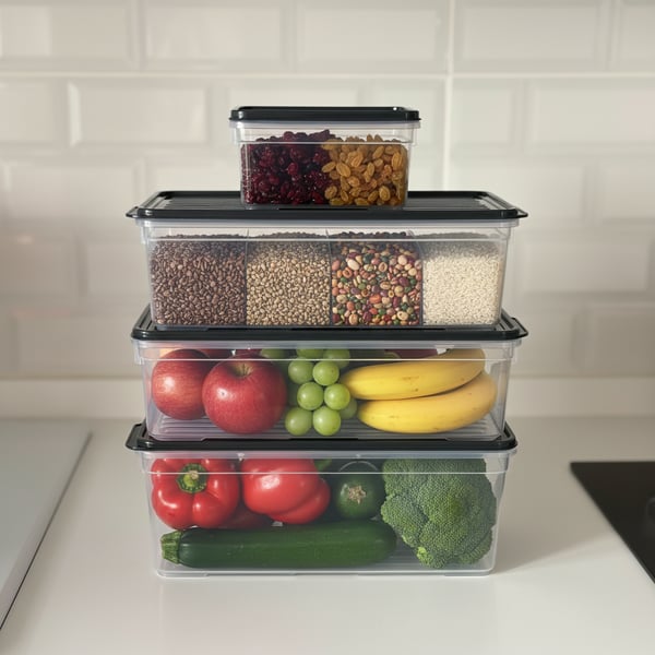 Smart Container 4 Lü Buzdolabı Derin Dondurucu Saklama Kabı Set Antrasit